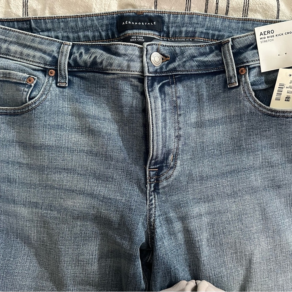 NWT Aeropostale AERO mid rise raw hem jeans, 16r
